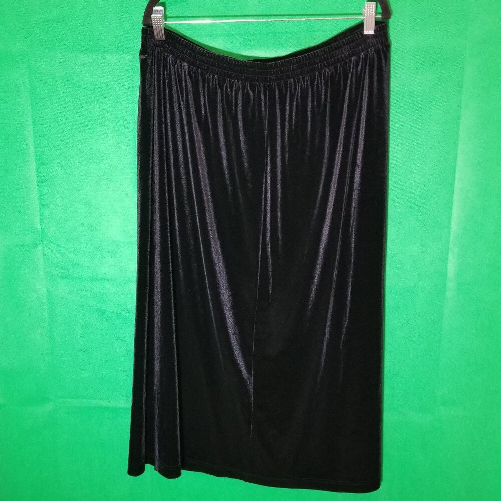 Elisabeth by Liz Claiborne Petite Sz‎ 2 Womens Black Velvet A Line Skirt Witchy